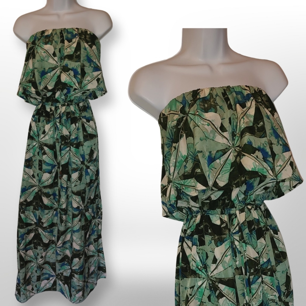 Mossimo Maxi Dress, Size Medium, Green Blue.